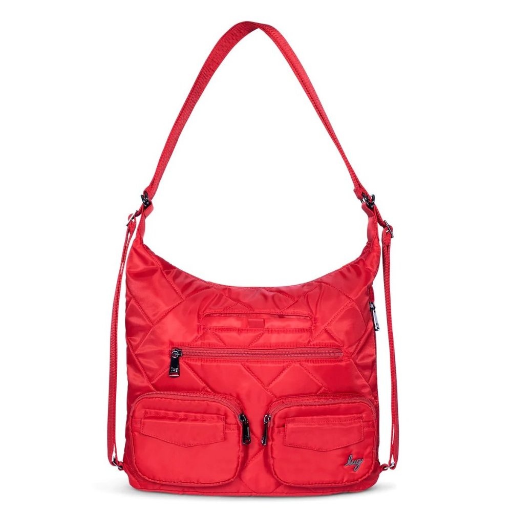 Lug Zipliner 2 Convertible Hobo Bag - Poppy Red NWT